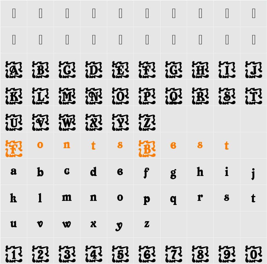 URWBetaIniD Character Map