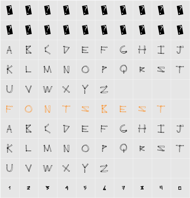 ErectAngle Character Map