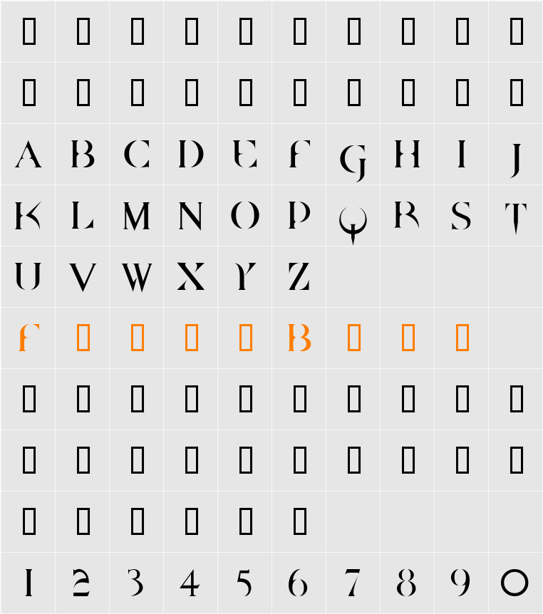 QUAKE Character Map