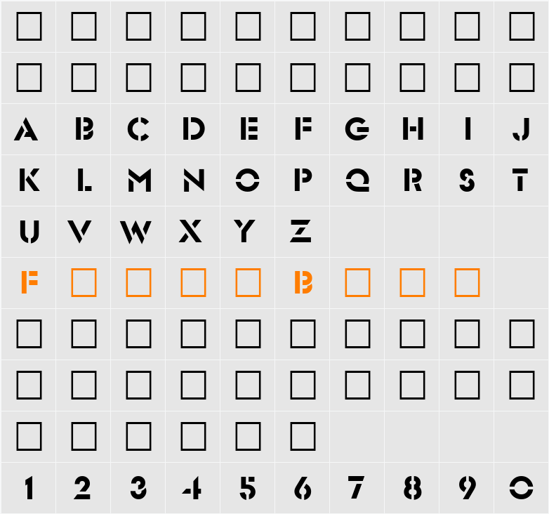 GlaserBroken Character Map