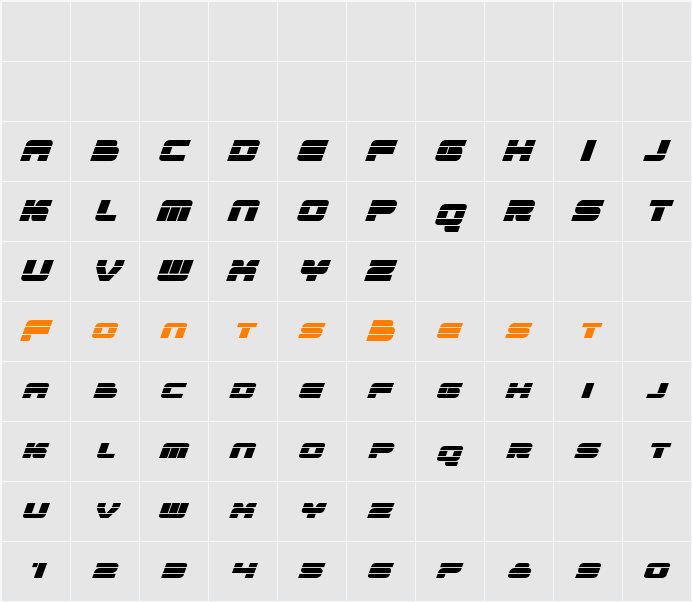 Quicken Italic Character Map