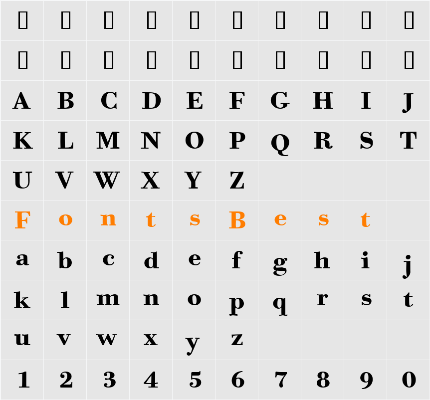 Bodoni Six ITC TT Character Map