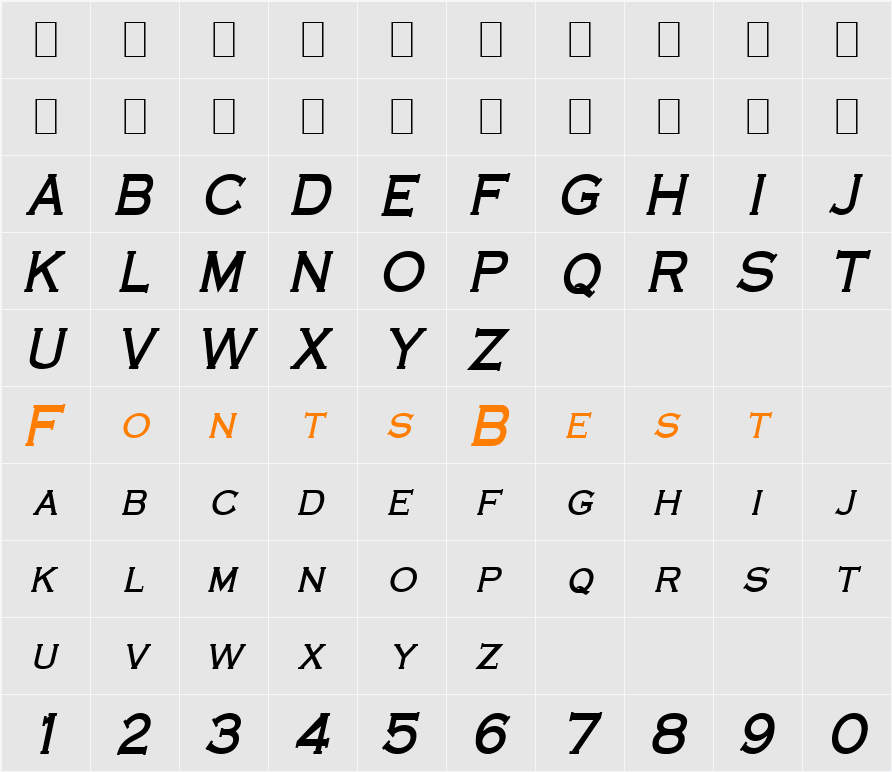 Cobalt-Condensed Character Map