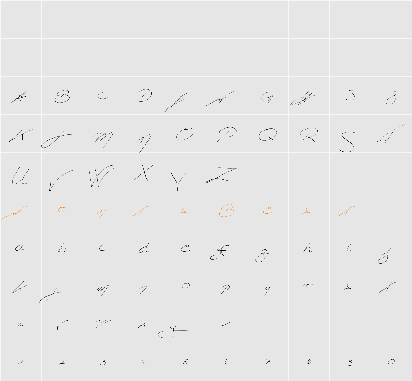 Koller Font Character Map