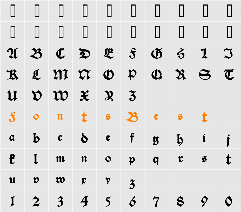 VelascoSSK Character Map