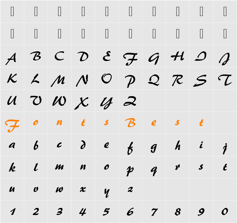 PaletteD Character Map
