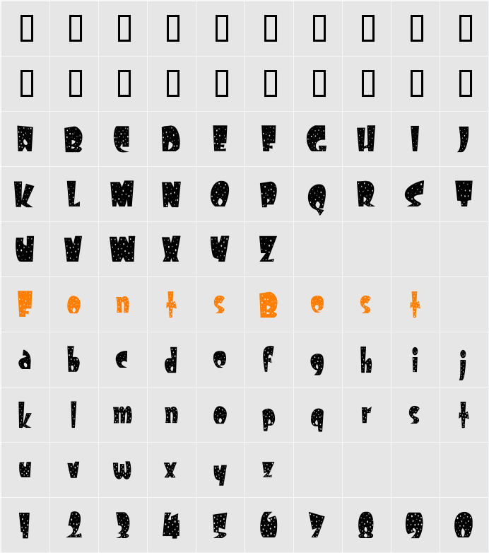 FreckleCondensed Character Map