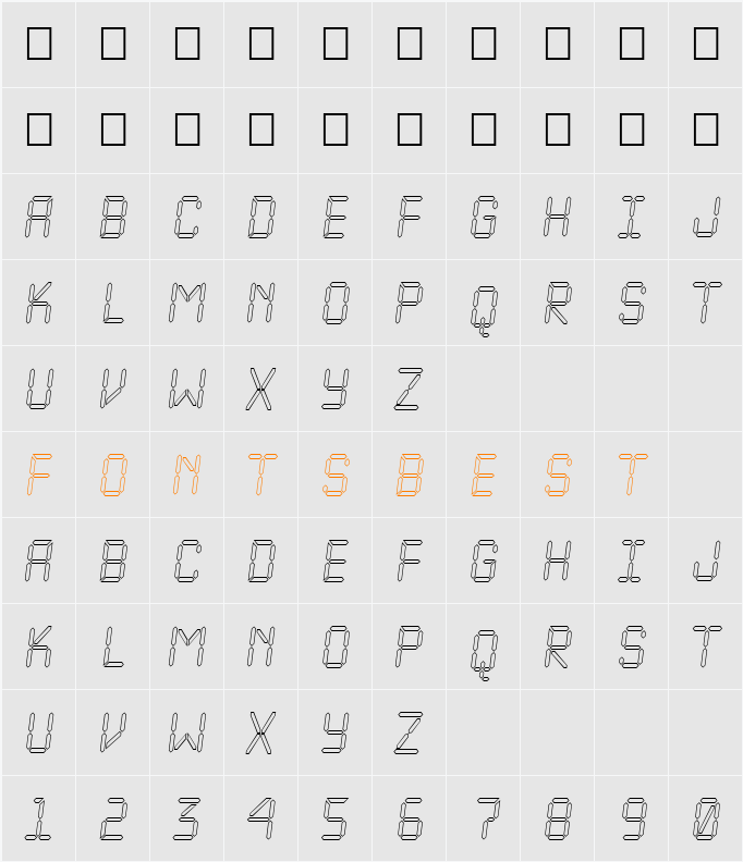 a_LCDNovaOtlObl Character Map