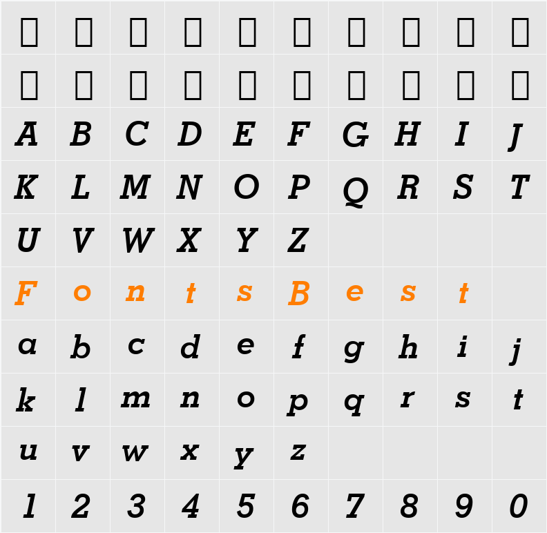 Stymie Lt BT Character Map