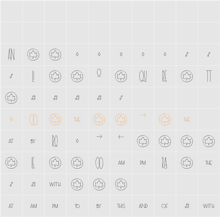 The Rambl Symbols and Ligatures Character Map
