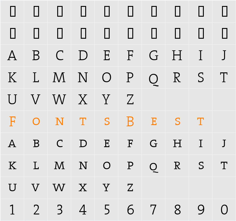 TheSerifLight Character Map