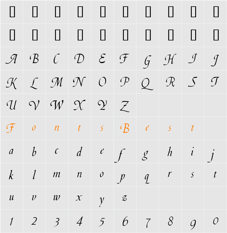 Silverwood Swash Character Map