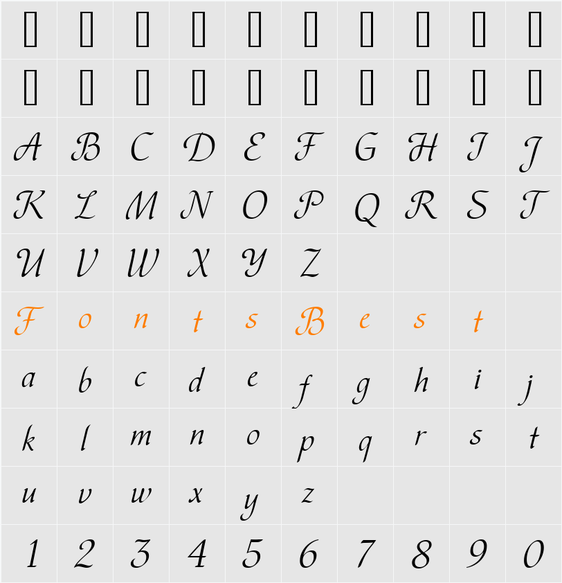 VesnaC Character Map