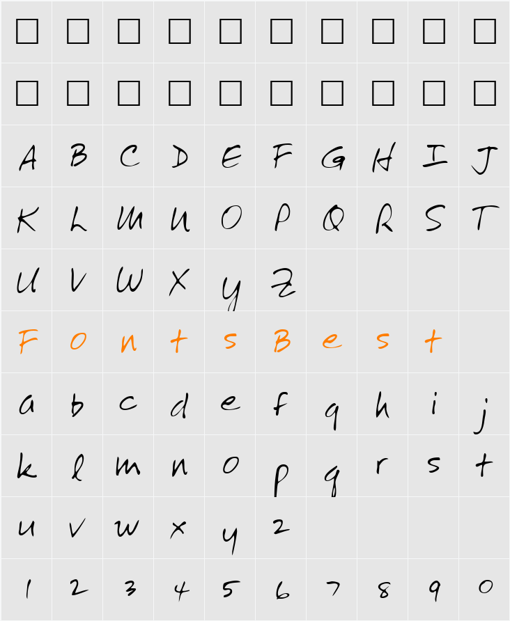 VictorsHand Character Map