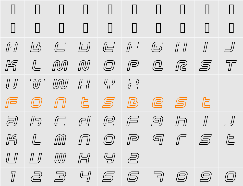 Sci Fied X Outline Character Map