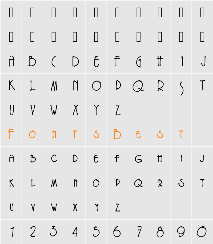 EryxFreeform Character Map