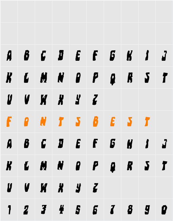 Pocket Monster Mangled Italic Character Map