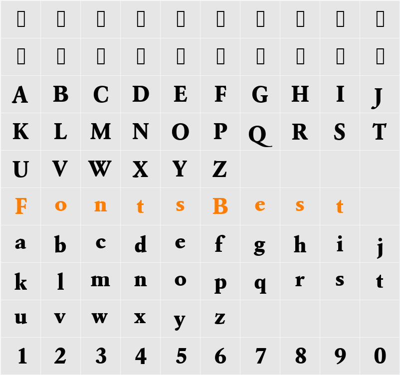 URWGaramondTExtBol Character Map