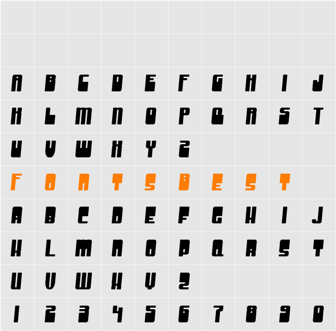 SF Groove Machine Character Map