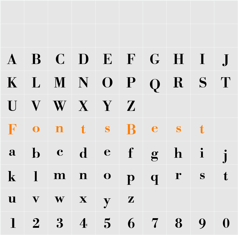 Bodoni BE Character Map
