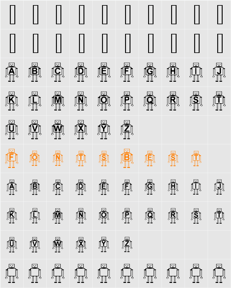 Paranoid Android BF Character Map