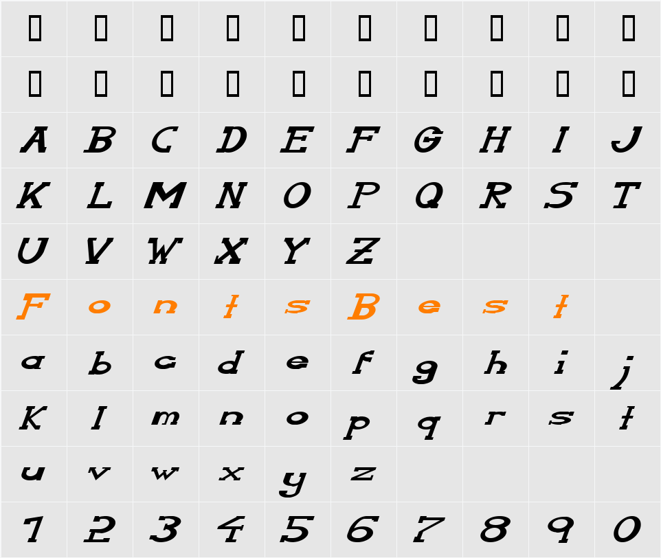 Serifonwide Character Map