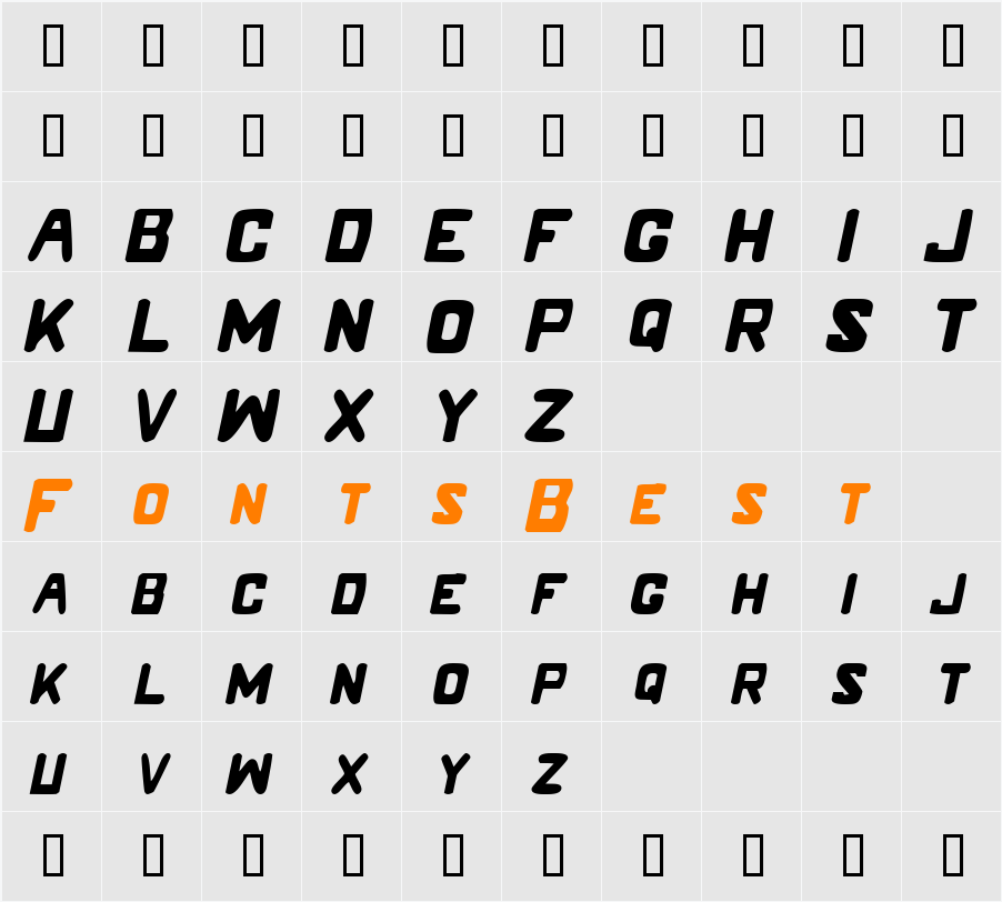 LM Caps Italic Character Map