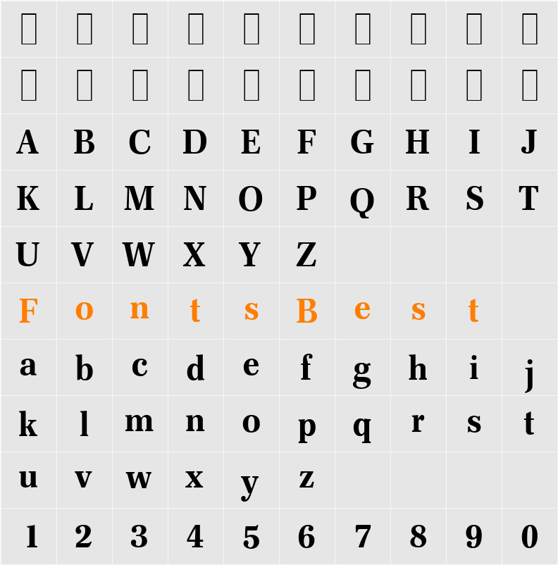 F820-Roman Character Map