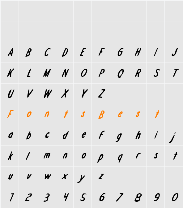Drafting Table Bold Italic Character Map