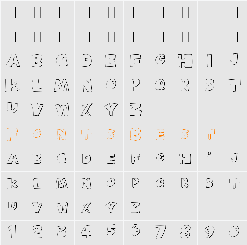 Snopy Outline Character Map