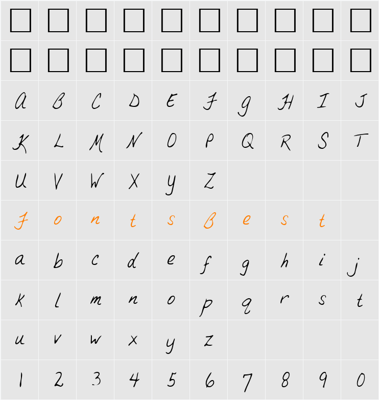 LEHN033 Character Map
