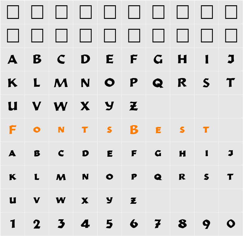 Strike Out 42 DB Character Map