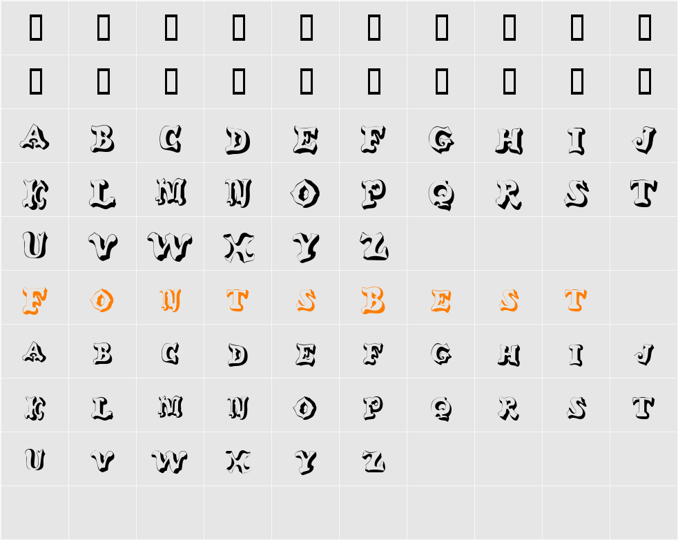 GanglyDisplayCaps Character Map