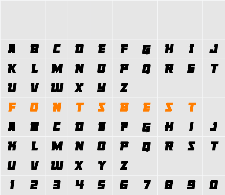 Liberty Legion Semi-Italic Character Map