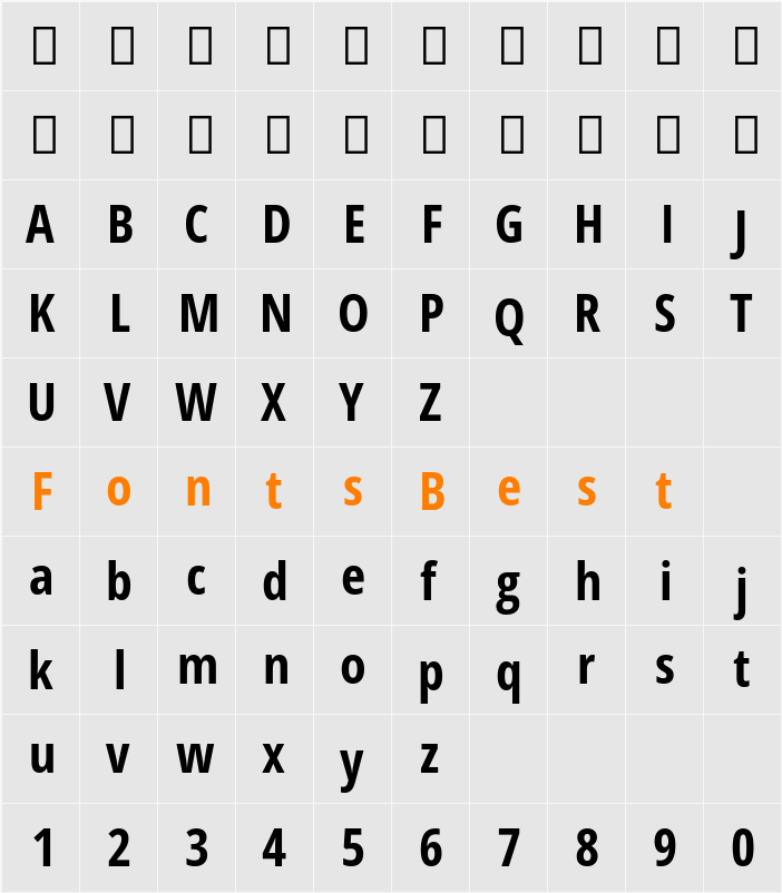 Open Sans Condensed Character Map