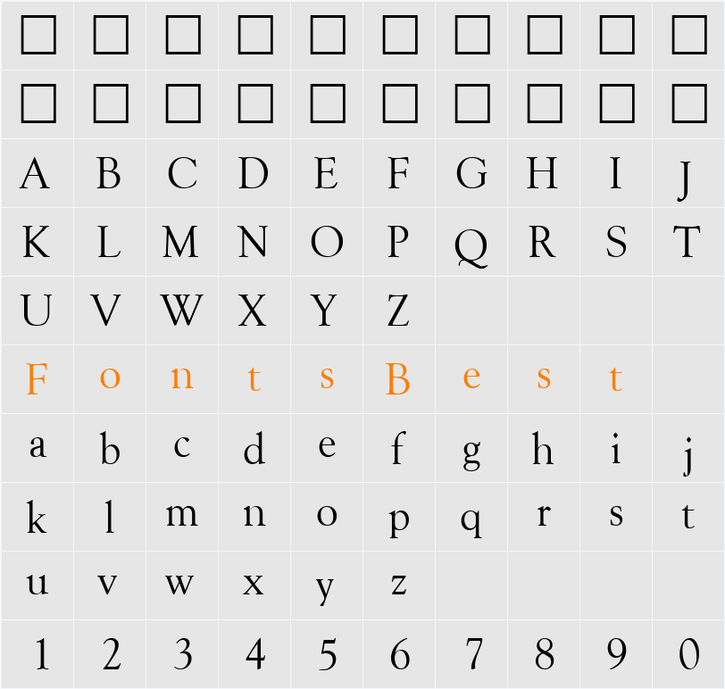 Goudx-Regular Character Map