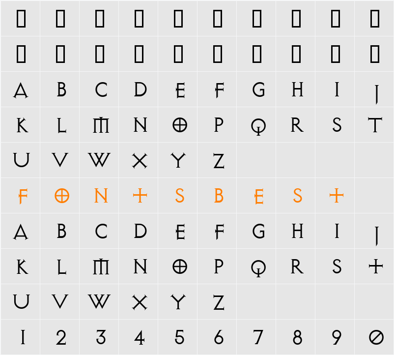 Exocet Character Map