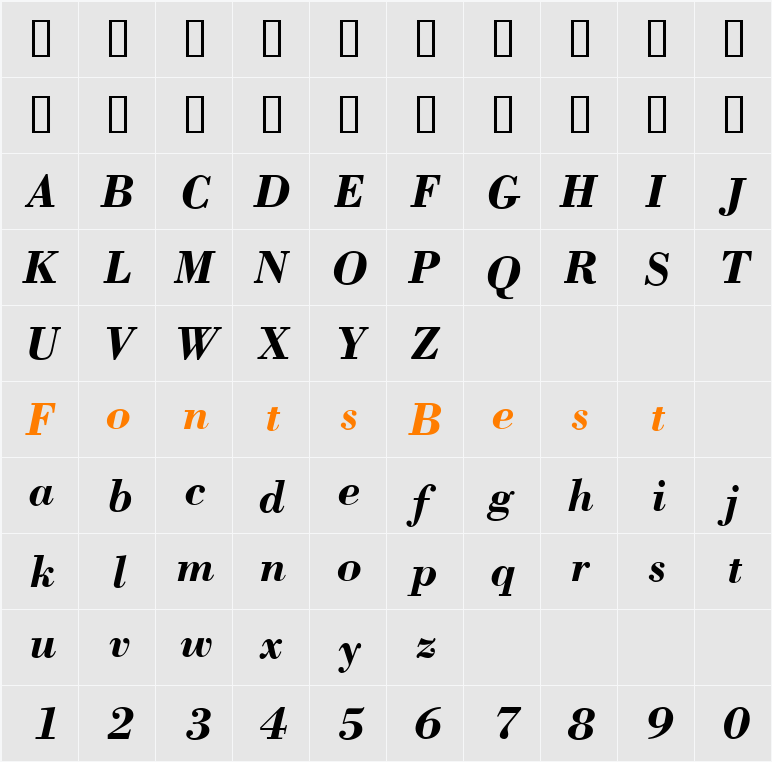 Bodoni ICG Character Map
