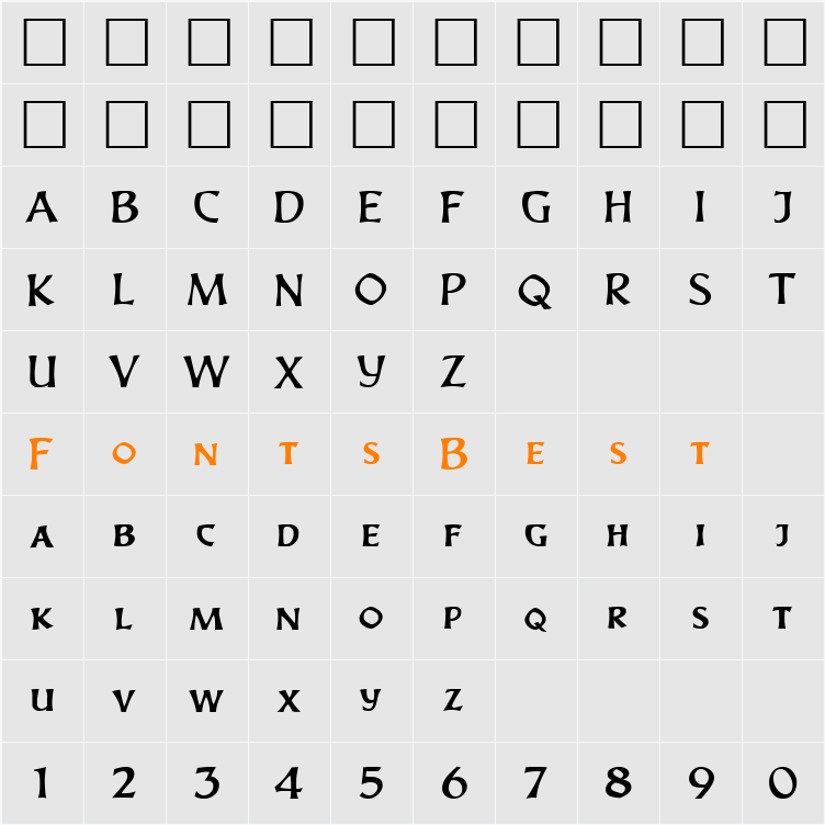 Ovalico 41 DB Character Map