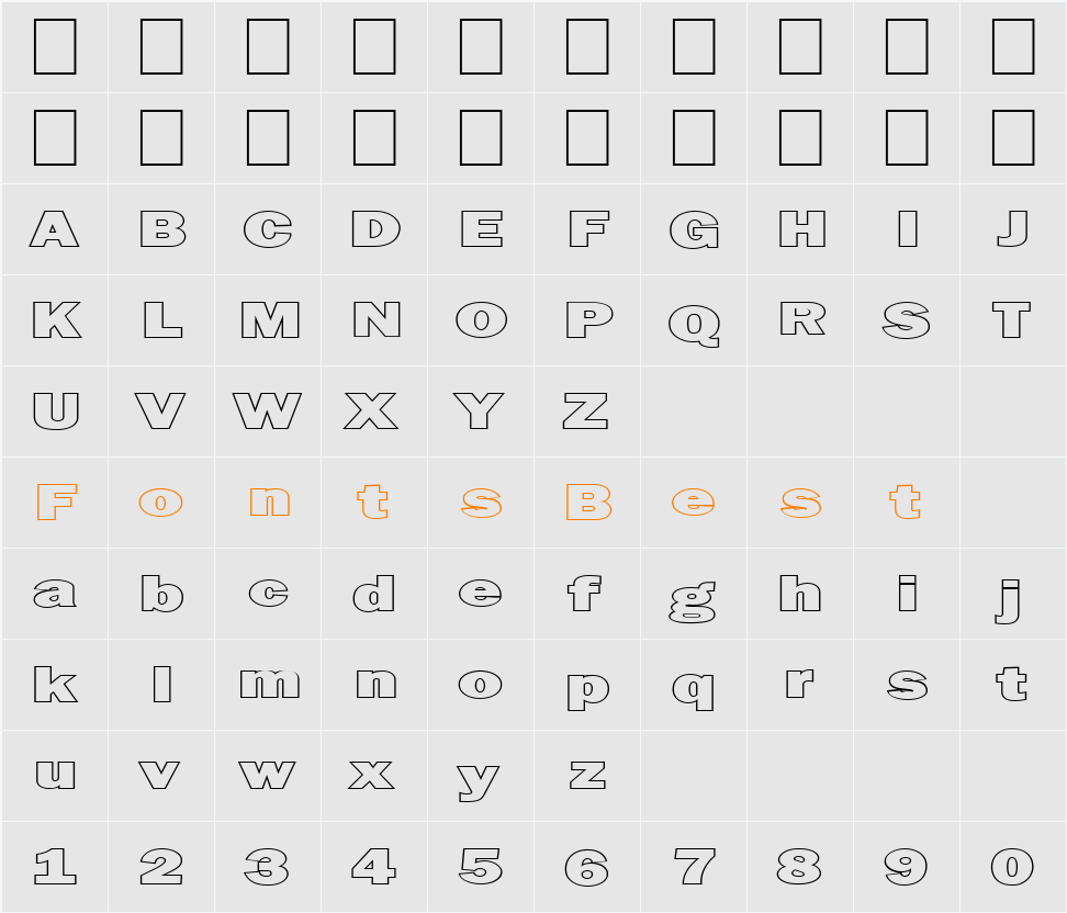 FZ BASIC 6 HOLLOW EX Character Map