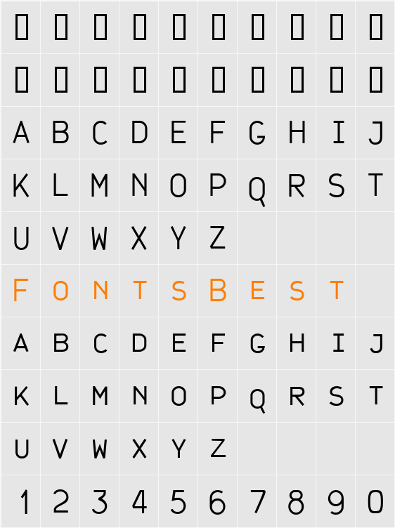 JetJaneMonoCaps Character Map