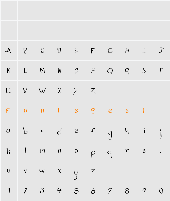 Standard Nib Handwritten  Character Map