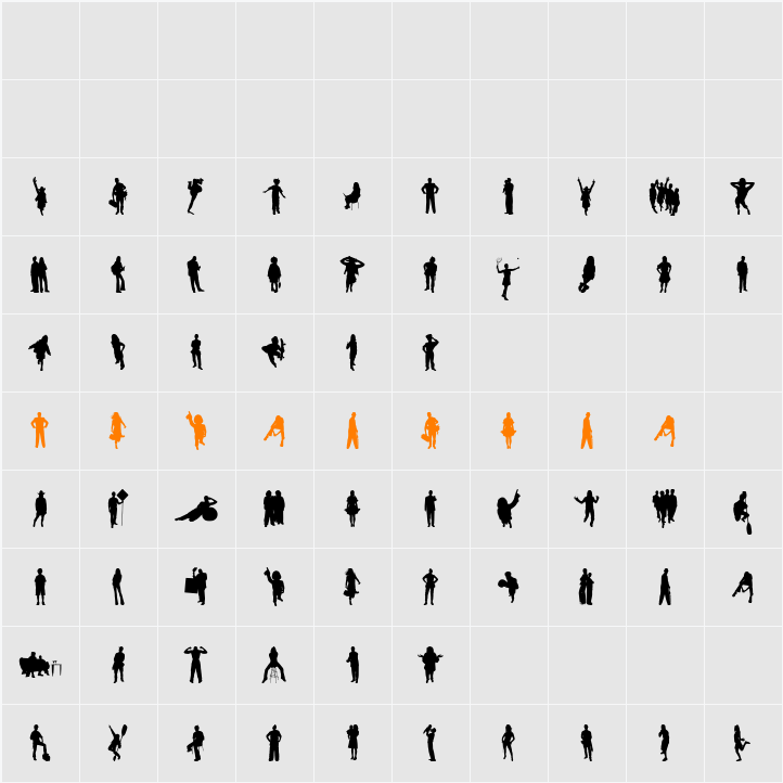 Human Silhouettes Free Six Character Map