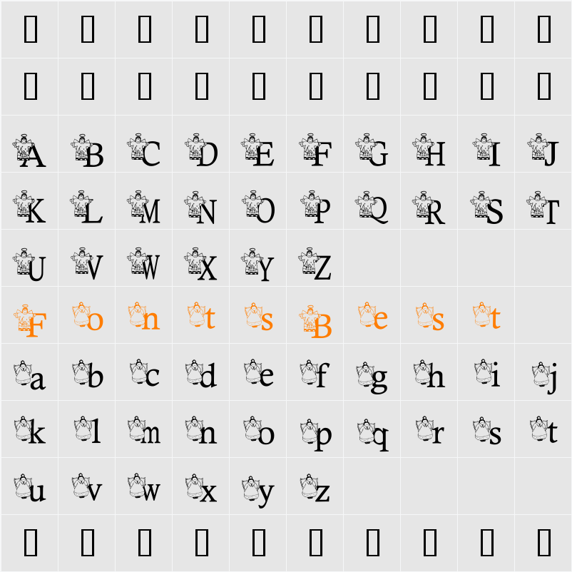 KG SNOWANGEL Character Map