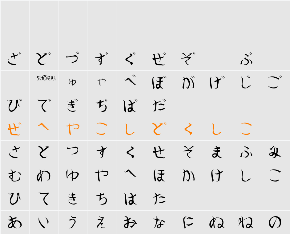 Shoraei Character Map
