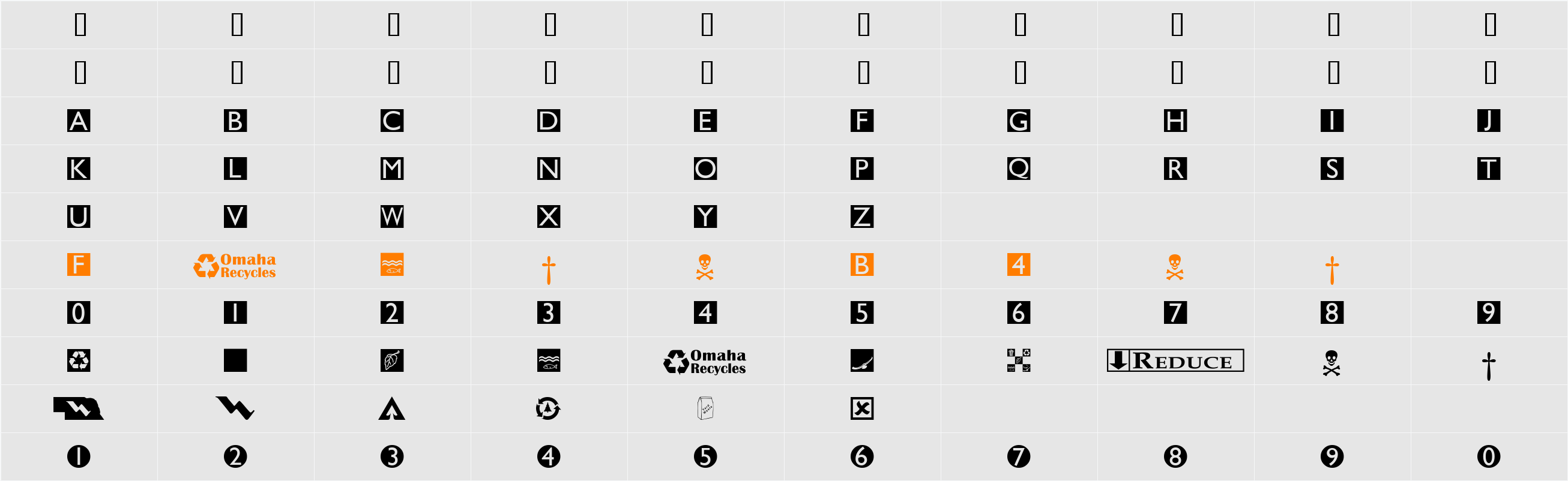 OmahaDings Character Map