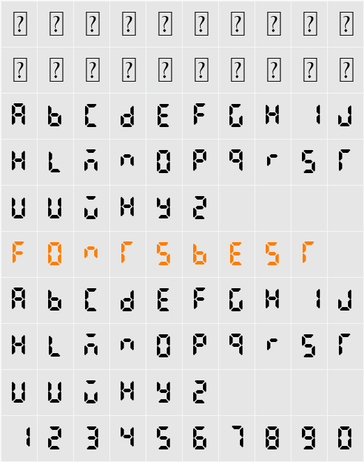 LCD AT&T Phone Time/Date Character Map