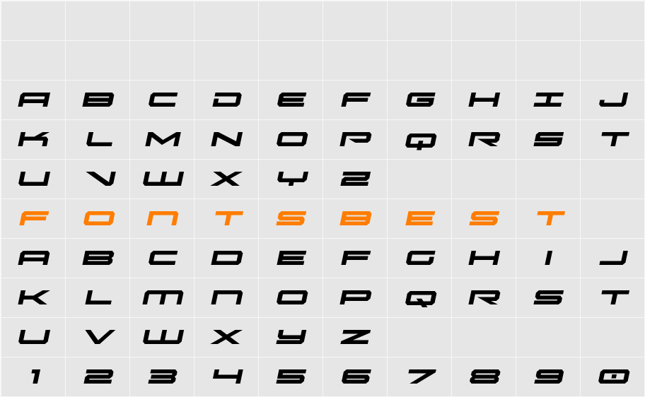 Oramac Semi-Italic Character Map