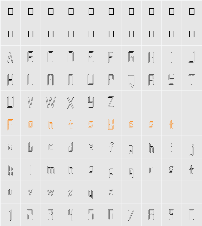 FZ DIGITAL 8 HOLLOW Character Map