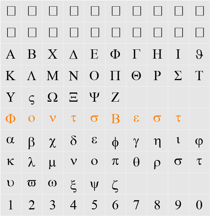 TWA Symbol Character Map